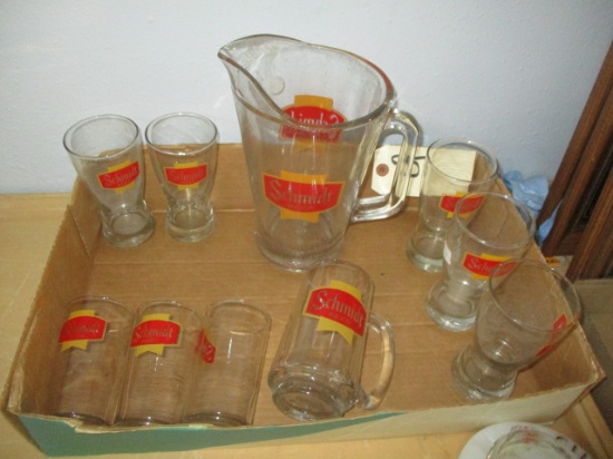 Schmidt Beer Pitcher and Glasses set