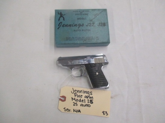 Jennings Firearm Model 25 semi auto .25 cal in box, extra mag Ser. N/A