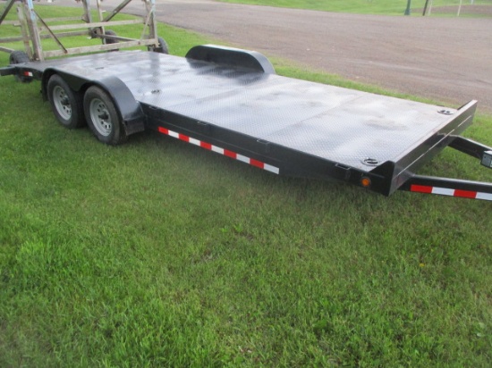 BJ’s trailers model 2-BK SPG 7x20 tandem axle trailer w/metal bed (like new)