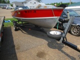 1979 Lund S-14 FT w/electric start Johnson 20 HP OB motor on good trailer