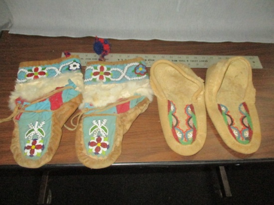 2 pair Beaded Moccasins