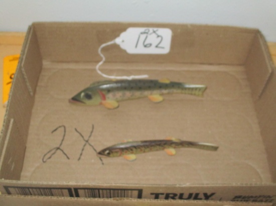 2- Oscar Peterson ? Wood Fish Decoys - 10". 7"