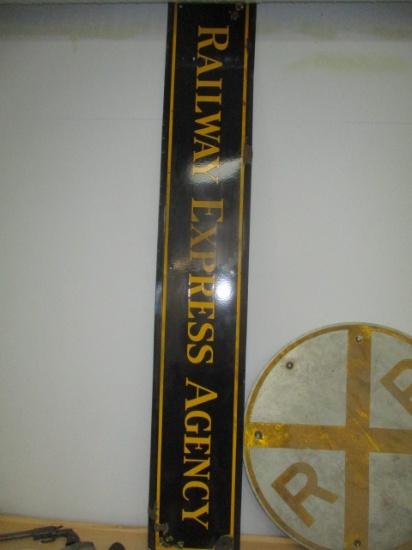 Railway Express Agency Sign - Porcelian - 72" x 12" - PICK UP ONLY