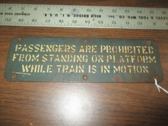 Railroad Passengers Prohibited Metal Sign - 10.5" x 3"