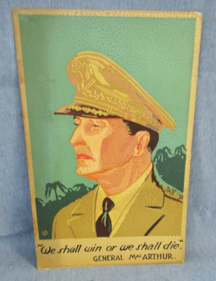"We shall win or we shall die" WWII General MacArthur Cardboard Sign