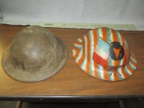 2- WWI US Helmets- WWI US 34th Infantry Company Painted Helmet
