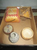 Narive American Quill Box, Pottery, Birch Bark Box & Bird House