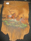 Hermon Adams Native American Oil Painting on Elk Hide - Signed by Artisit - 23