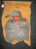 Hermon Adams Native American Oil Painting of Elk Hide - Signed by Artisit - 23