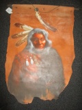 Hermon Adams Native American Oil Painting on Elk Hide - Signed by Artist - 22