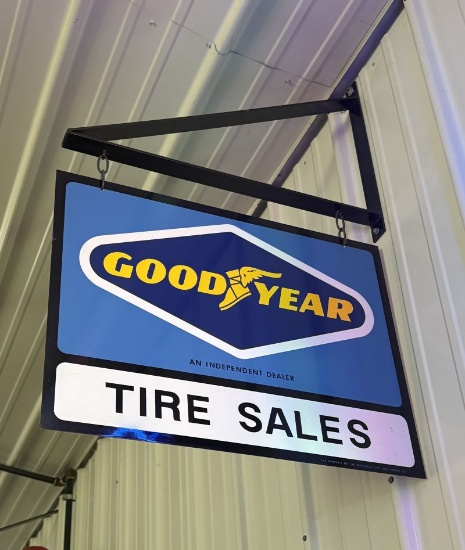 Good Year Agency Rubber Tires metal two-sided flange sign