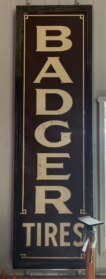 Badger Tires vertical metal advertising sign