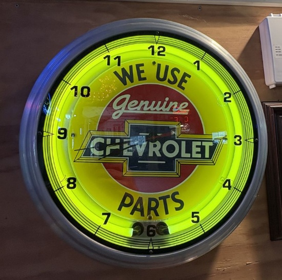 “We Use Genuine Chevrolet Parts” Clock