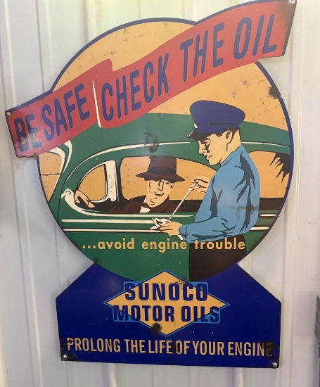 Sunco Motor Oils "Be Safe Check the Oil Metal Advertising sign