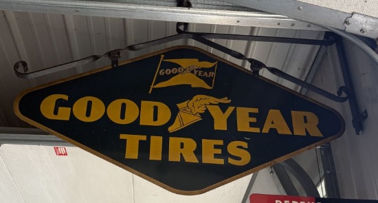 Good Year Tires two-sided metal sign w/hanger