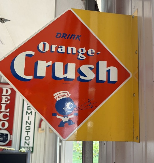 Drink Orange Crush two-sided flange sign