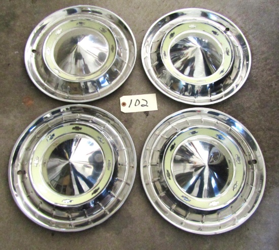4 1955 Chevy Hubcaps Factory Original