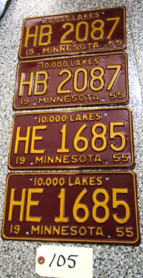 2 1955 Sets Minnesota license plates