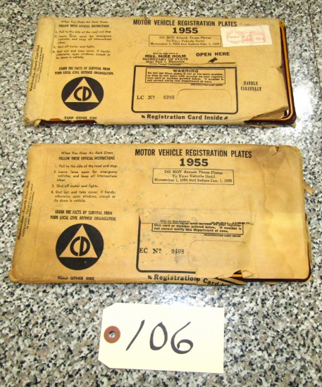 2 1955 Sets Minnesota license plates