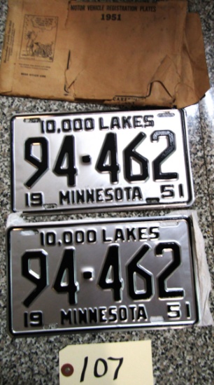 1951 Set Minnesota license plates