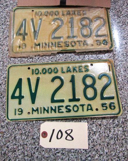 1956 Set Minnesota license plates