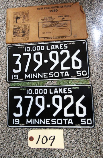 1950 Set Minnesota license plates