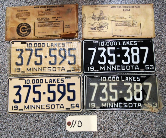 1953 1954 Sets Minnesota license plates