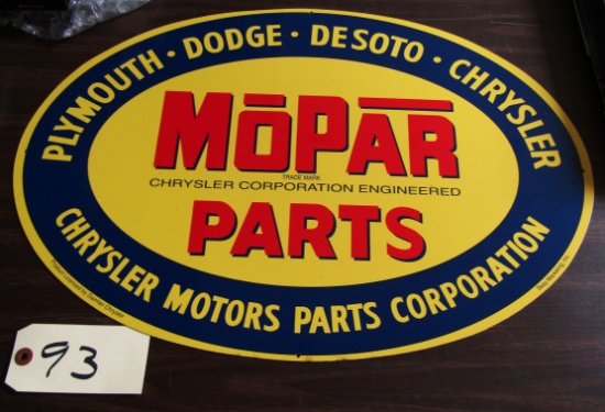 Mopar Parts Chrysler Motors Corporation sign