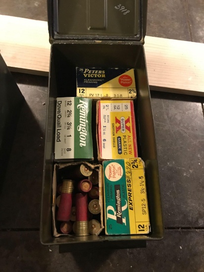 Ammo Box w/Mostly Full 12 gauge shot gun shells