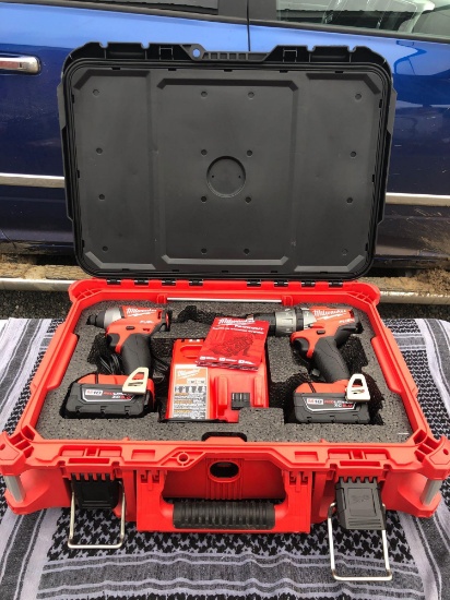 #1087 Never Used Milwaukee M18 Drill & Impact Packout Set