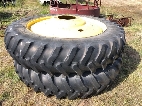 (2) 14.9R49 Tractor Tires on JD 10-Hole Rims
