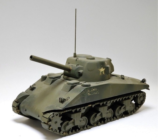 WWII Period Hand Made Model of a Sherman Tank trench art all wood 14"x6.5"