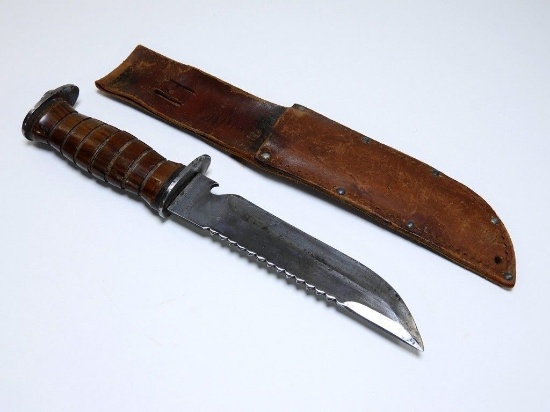 WWII Period EGW Fighting Knife w/ Saw Tooth Top