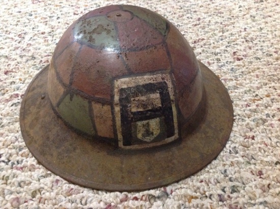 Original Outstanding Ww1 Doughboy Military Helmet Og Paint First Army