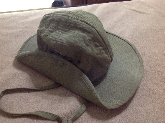 Vietnam French bush hat Indochina rare OD green all maker marks near mint condit