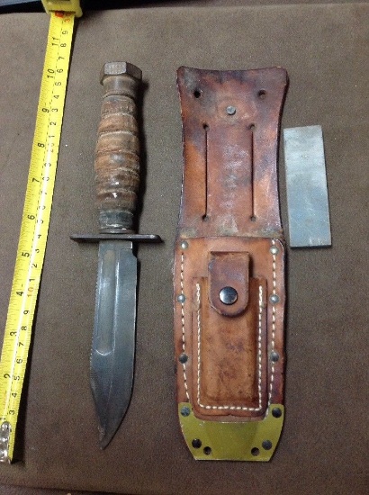 US Vietnam 1973 Ontario Jet Pilot Survival Fighting Knife w/stone
