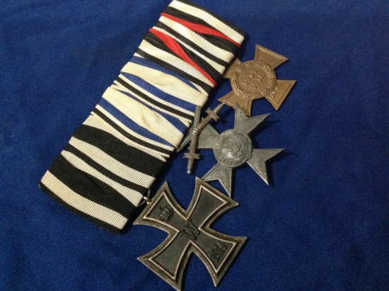 ww2 nazi ribbon bar with medals