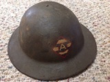 Original Outstanding Ww1 Doughboy Military Helmet Og Unit Paint