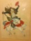 Japanese Samurai Warrior On Silk. On White Horse With Bow And Arrows