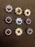 1920,s life saving corps pin collection rare x9 arc red cross