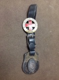 Ww1 Rare Arc Red Cross Watch Fob With Chicago Physician Work Badge Low Number