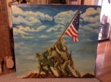 named Iwo Jima vet oil on canvas huge art 66