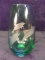 Studio Art Glass Etched Vase with Dolphin Motif