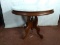 Antique Victorian Walnut Marble Oval Top Table