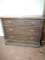 Antique Victorian Walnut Rose Marble Top 3 Drawer Chest