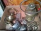 Assorted Brass, Silver Plates, Lamps