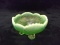 Vintage Green Depression Vaseline Footed Shell Bowl