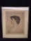 Framed Antique Pencil Sketch-Portrait of Woman-signed