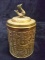 Vintage Brass Storage Jar with Bird Etching Detail