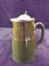 Antique Porcelain Green Pitcher with Pewter Lid